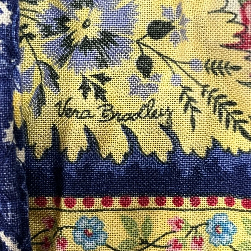 Vera Bradley Tote Bag Women Small Blue Yellow Floral Quilted Shoulder Handbag